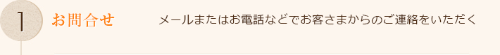 メールまたはお電話などでお客さまからのご連絡をいただく