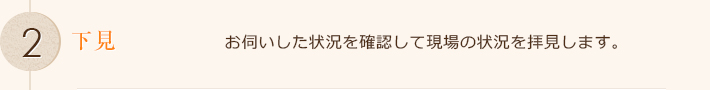 お伺いした状況を確認して現場の状況を拝見します。