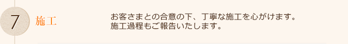 お客さまとの合意の下、丁寧な施工を心がけます。
施工過程もご報告いたします。